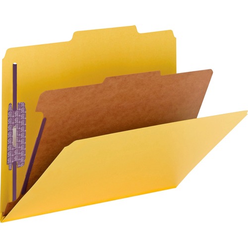 Pressboard Classification Folders, Letter, Four-Section, Yellow, 10/box