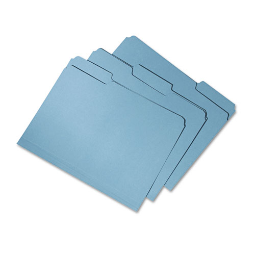7530015664144, Recycled File Folders, 1/3 Cut Double Ply Letter, Blue, 100/box
