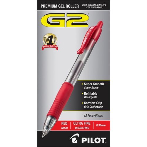 G2 Premium Retractable Gel Ink Pen, Red Ink, Ultra Fine, Dozen