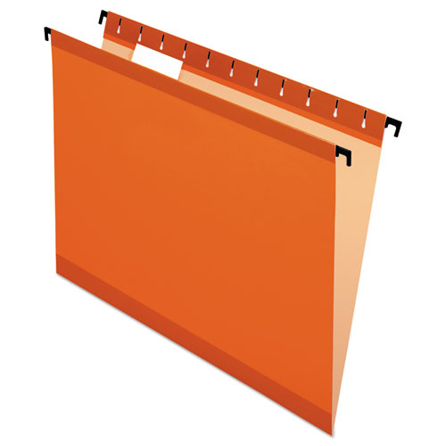 Poly Laminate Hanging Folders, Letter, 1/5 Tab, Orange, 20/box