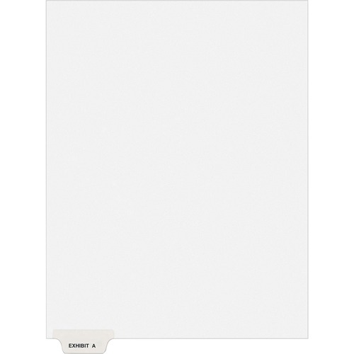 Avery-Style Preprinted Legal Bottom Tab Divider, Exhibit A, Letter, White, 25/pk