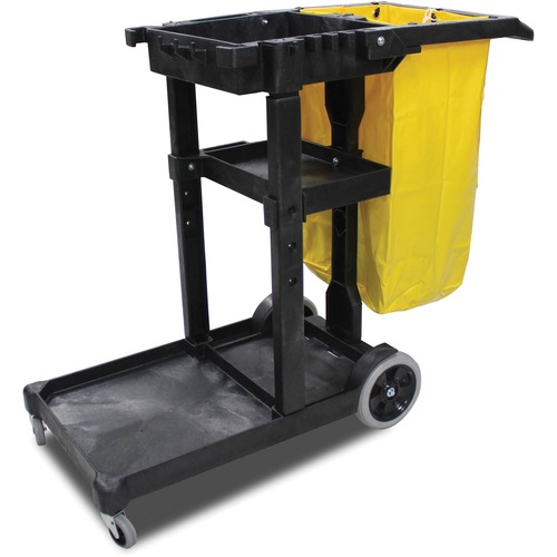 JANITORIAL CART, THREE-SHELVES, 20.5W X 48D X 38H, YELLOW