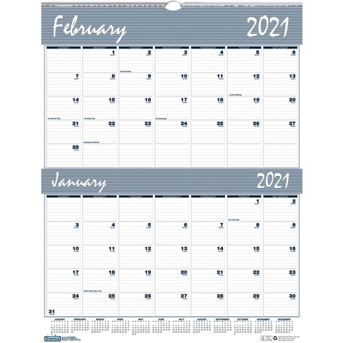 Wall Calendar, 1PP2M, 12Mth, Jan-Dec, 20"x26", BE/GY