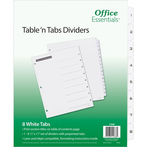 Table 'n Tabs Dividers, 8-Tab, Letter