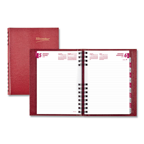 COILPRO DAILY PLANNER, RULED 1 DAY/PAGE, 8 1/4 X 5 3/4, RED, 2019