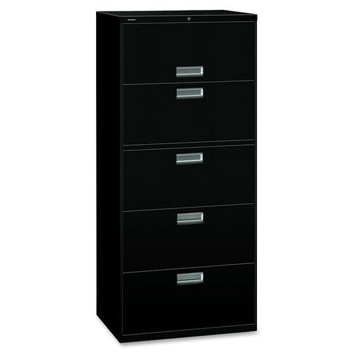 600 Series Five-Drawer Lateral File, 30w X 19-1/4d, Black