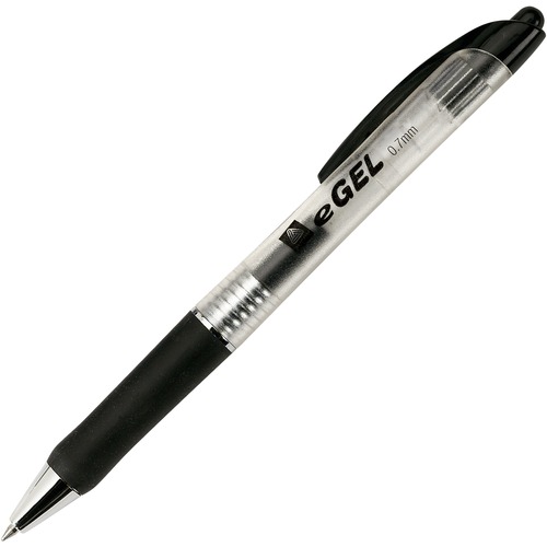 Egel Retractable Gel Pen, Roller Ball, Black Ink, Medium