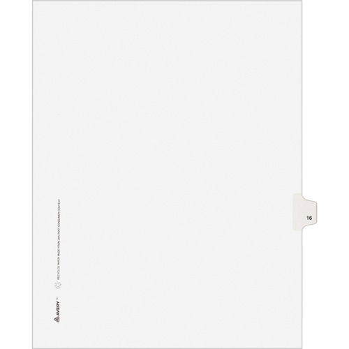 Avery-Style Legal Exhibit Side Tab Divider, Title: 16, Letter, White, 25/pack