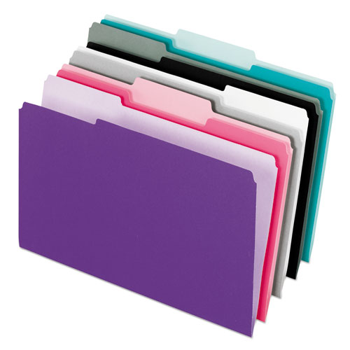 Interior File Folders, 1/3 Cut Top Tab, Letter, Pastel Assortment, 100/box