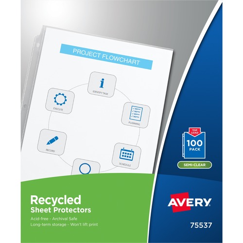 Top-Load Recycled Polypropylene Sheet Protector, Semi-Clear, 100/box