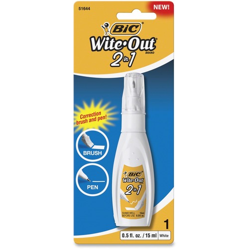 Wite-Out 2-In-1 Correction Fluid, 15 Ml Bottle, White