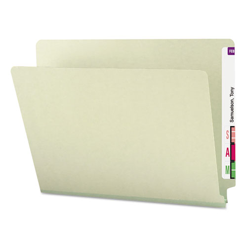 END TAB PRESSBOARD FOLDERS, 1" EXPANSION, LETTER SIZE, GRAY/GREEN, 25/BOX