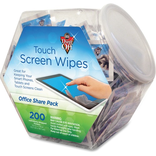 Touch Screen Wipes, 5 X 6, 200 Individual Foil Packets
