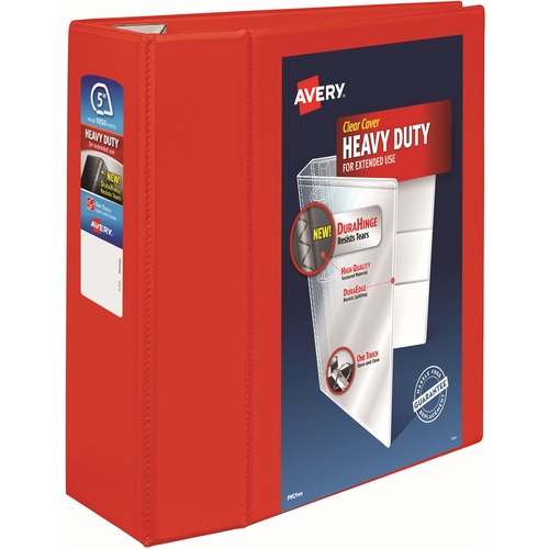 Heavy-Duty View Binder W/locking 1-Touch Ezd Rings, 5" Cap, Red