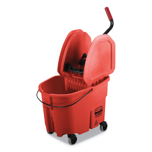 WAVEBRAKE 2.0 BUCKET/WRINGER COMBOS, 35 QT, DOWN PRESS, PLASTIC, RED