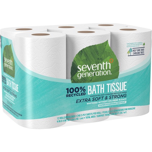 100(percent) Recycled Bathroom Tissue, 2-Ply, White, 240 Sheets/roll, 48/carton