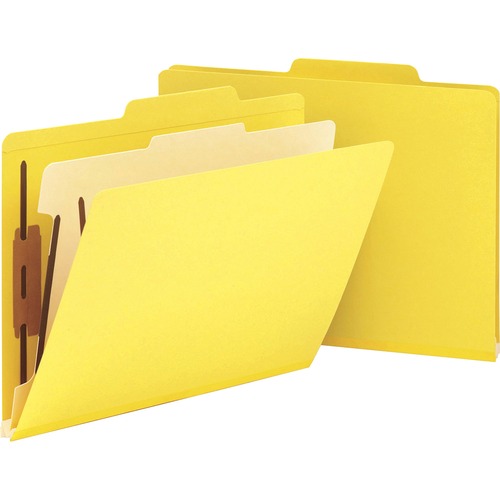 Top Tab Classification Folder, One Divider, Four-Section, Letter, Yellow, 10/box