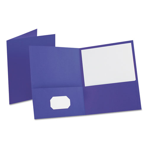 LEATHERETTE TWO POCKET PORTFOLIO, 8 1/2" X 11", PURPLE, 10/PK