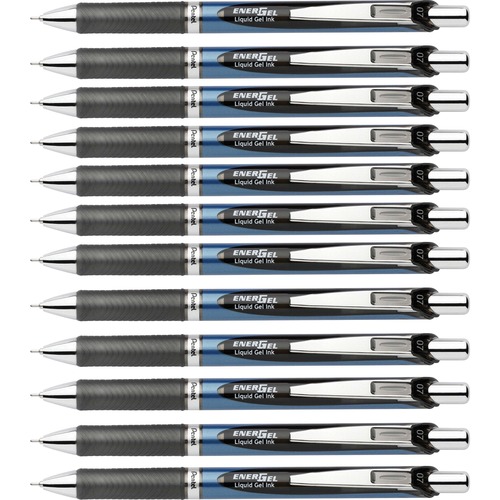 Gel Pen,Retractable,Metal Tip,0.7mm,12/DZ,Black Barrel/Ink