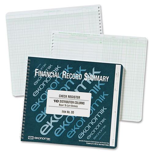 Wirebound Check Register Accounting System, 8 3/4 X 10, 40 Pages