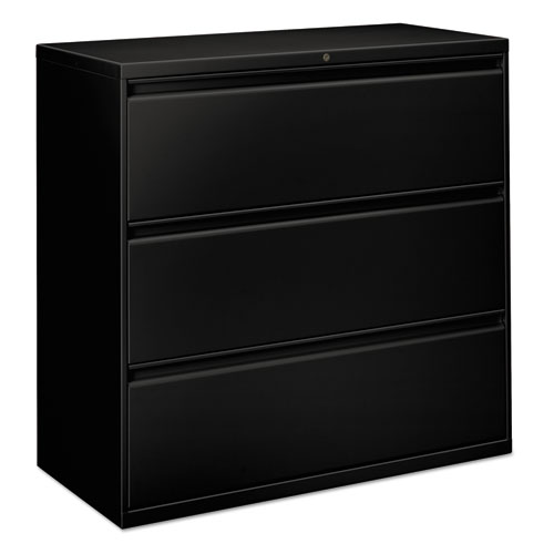 THREE-DRAWER LATERAL FILE CABINET, 42W X 18D X 39 1/8H, BLACK