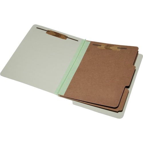 7530015907103, END TAB FOLDER, 2 DIVIDERS, 6 FASTENERS, 2" EXP, LT GREEN, 25/BX