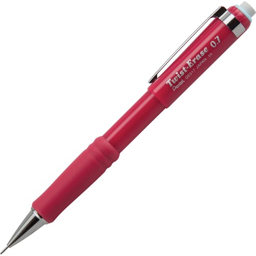 TWIST-ERASE III MECHANICAL PENCIL, 0.7 MM, HB (#2.5), BLACK LEAD, RED BARREL