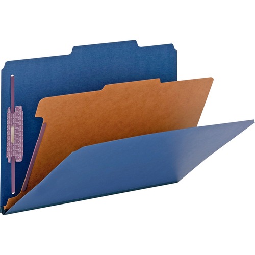 Pressboard Classification Folders, Legal, Four-Section, Dark Blue, 10/box