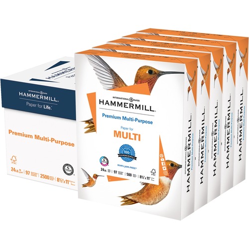 PREMIUM MULTIPURPOSE PAPER, 24LB, 8-1/2 X 11, WHITE, 500/RM, 5 RM/CT