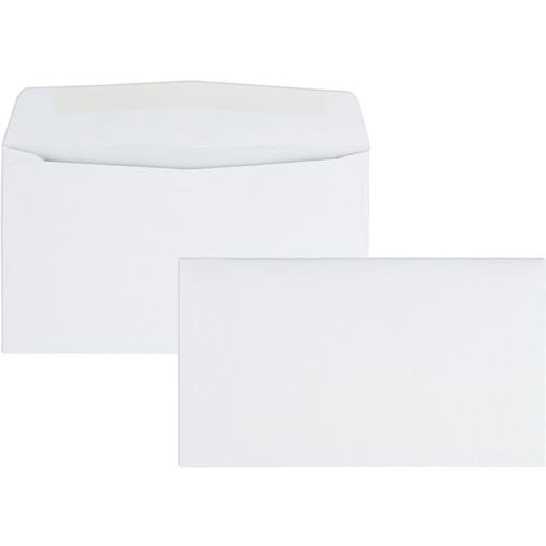 BUSINESS ENVELOPE, #6 3/4, COMMERCIAL FLAP, GUMMED CLOSURE, 3.63 X 6.5, WHITE, 500/BOX