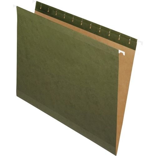 REINFORCED HANGING FILE FOLDERS, LETTER SIZE, STRAIGHT TAB, STANDARD GREEN, 25/BOX