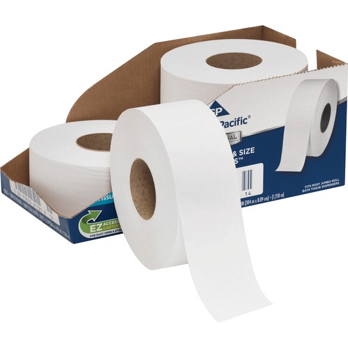 White Jumbo Bathroom Tissue, 2-Ply, 3 1/2 X 1000 Ft, 9"dia, 4/carton