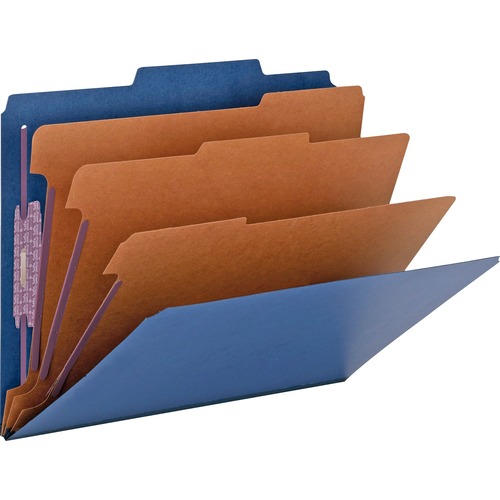 3" Expansion Classification Folder, 2/5 Cut, Letter, Eight-Section, Blue, 10/box