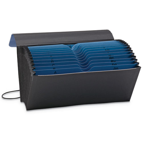 BANKERS CHECK FILE FOLDER WITH POCKETS, THUMBCUT, EXPANDING 9.75 X 5, BLUE/BLACK