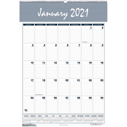 RECYCLED BAR HARBOR WIREBOUND MONTHLY WALL CALENDAR, 22 X 31 1/4, 2019