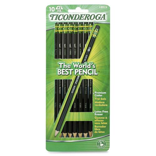Ticonderoga No. 2 Pencil, Soft, 10/CD, Black
