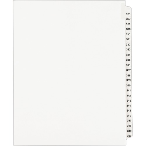 Avery-Style Legal Exhibit Side Tab Divider, Title: 326-350, Letter, White