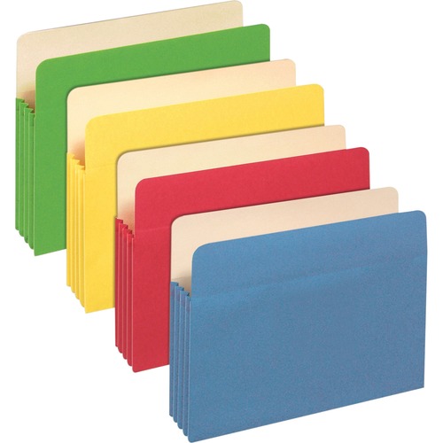 File Pockets, 3-1/2 Exp, Ltr, 800 Shts, 25/BX, Assorted