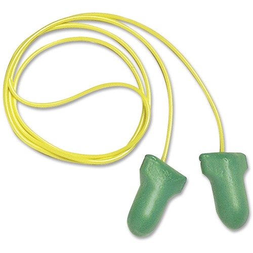 Ear Plugs, w/ Cord, 100/BX, Green/Yellow