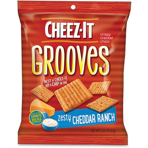 Cheez-It Grooves Crackers, Zesty Ranch, 3.25 Bag, 6/box