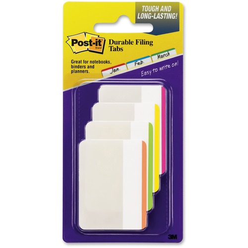 File Tabs, 2 X 1 1/2, Lined, Assorted Brights, 24/pack
