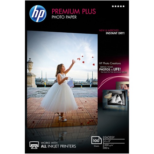 Premium Plus Photo Paper, 80 Lbs., Glossy, 4 X 6, 100 Sheets/pack