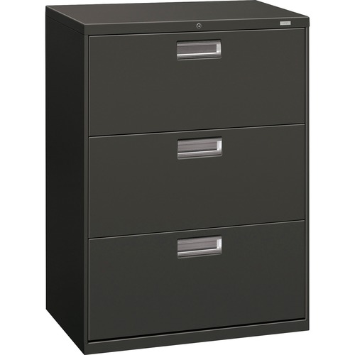 600 Series Three-Drawer Lateral File, 30w X 19-1/4d, Charcoal