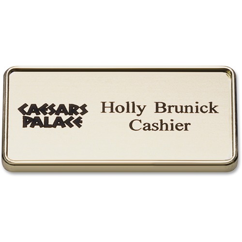 Name Badge w/Logo, 1-1/2"x3", Gold Frame