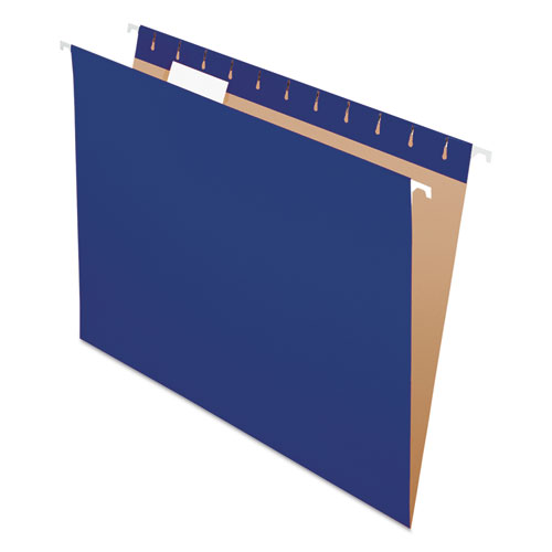COLORED HANGING FOLDERS, LETTER SIZE, 1/5-CUT TAB, NAVY, 25/BOX