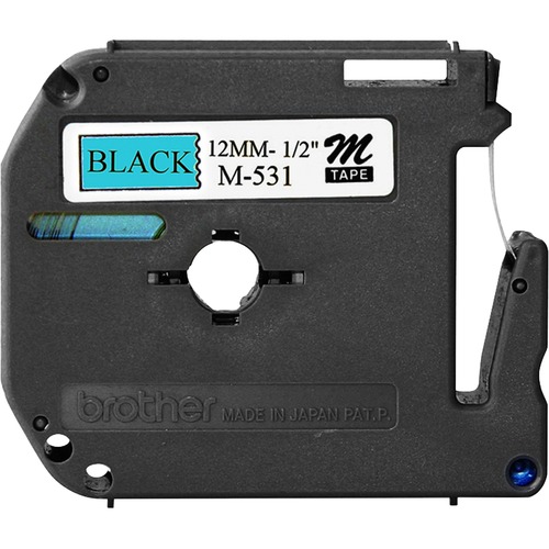 M Series Tape Cartridge For P-Touch Labelers, 1/2"w, Black On Blue