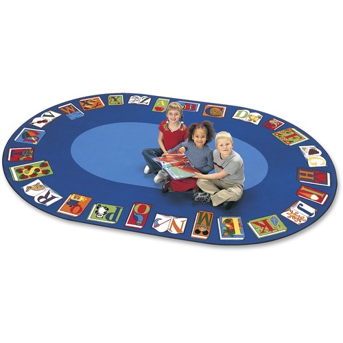 Seating Rug,Read By Book,6'9"x9'5",Oval,Multi