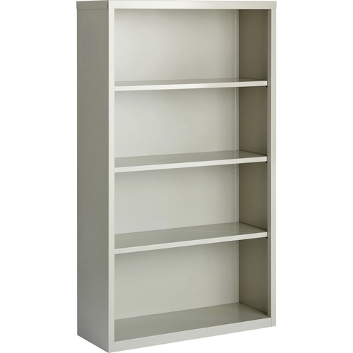 Steel Bookcase, 4-Shelf, 34-1/2"x13"x60", Light Gray