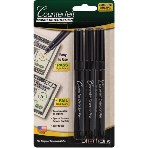 Dri Mark Counterfeit Detector Pens, 3/PK, Black