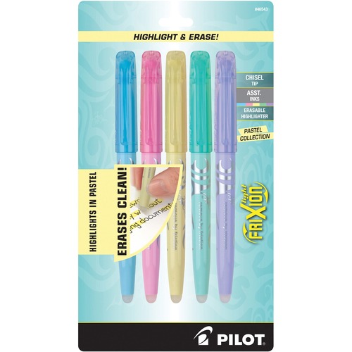 Frixion Light Pastel Collection Erasable Highlighters, Assorted, 5/pack